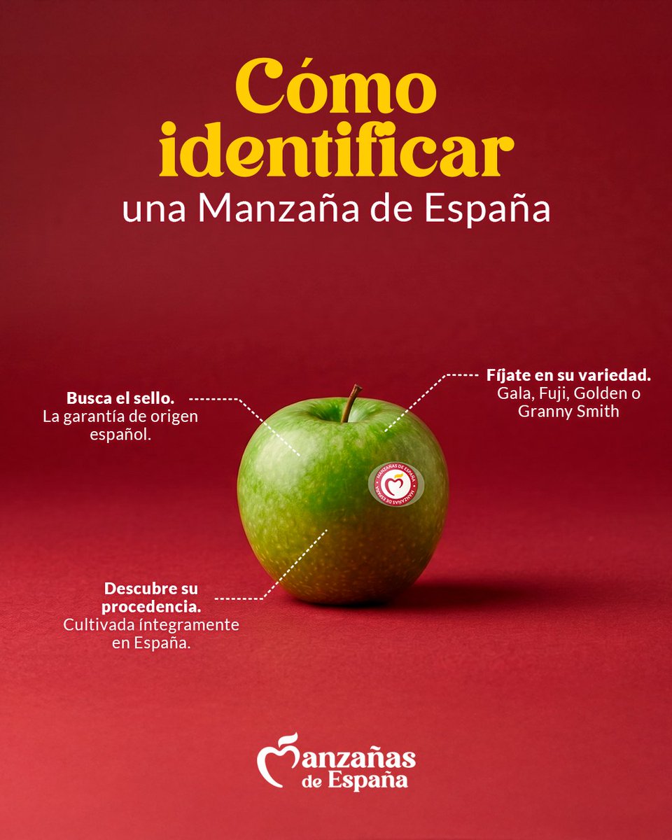 manzanas_esp's tweet photo. 🇪🇸 ¿Sabes reconocer una auténtica Manzana de España?
Fíjate en el sello, la garantía de que ha sido cultivada en España y cumple con los más altos estándares de calidad y trazabilidad.
Porque los pequeños detalles marcan la diferencia.

#ManzañasDeEspaña #ElOrigenQueNosUne https://t.co/OUtnQXJbXX