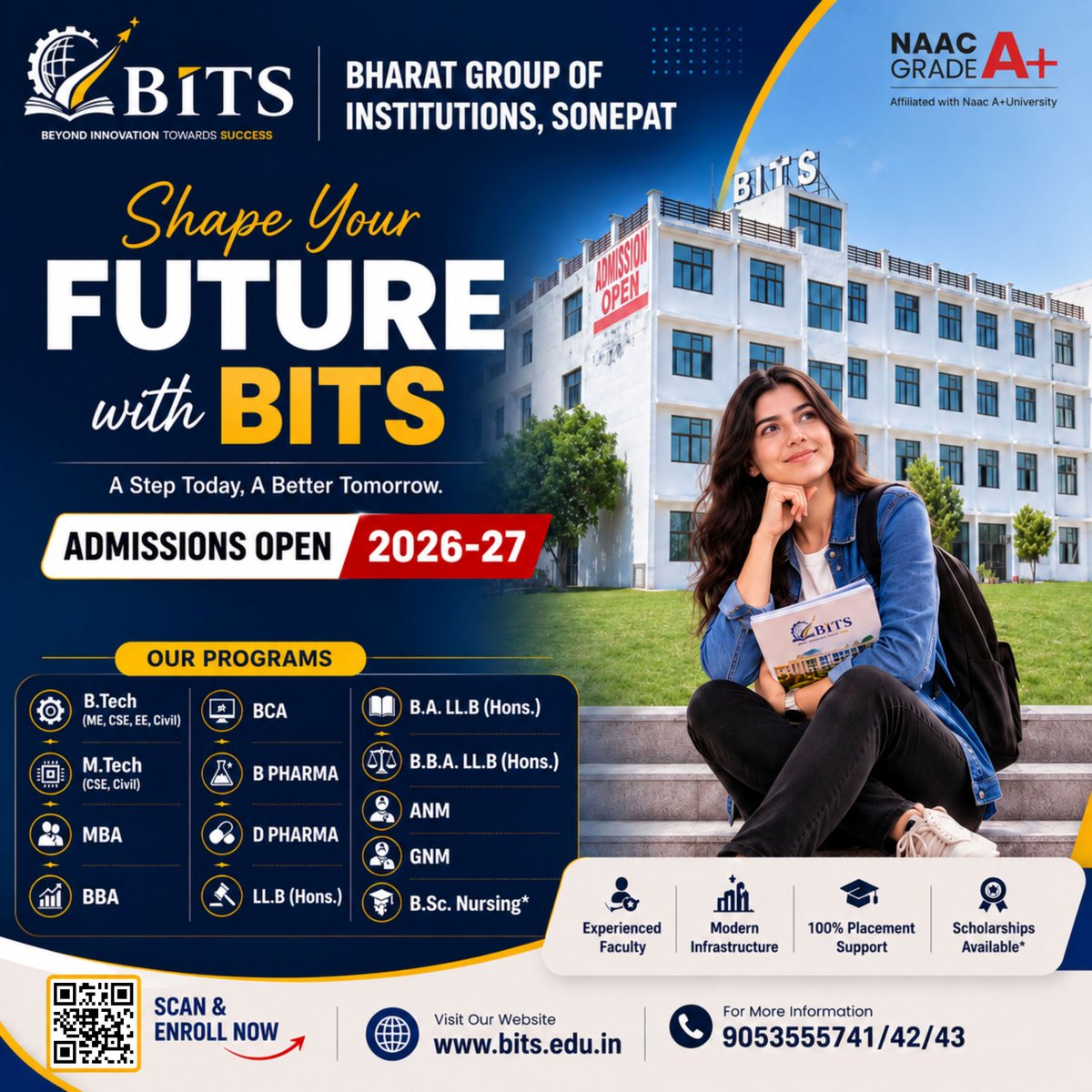 bitssonepat's tweet photo. 🎓 Admissions Open 2026–27 at BITS – Bharat Group of Institutions, Sonipat
Shape your future with industry-focused programs, experienced faculty, modern infrastructure &amp; placement support.
📞 9053555741/42/43
🌐 https://t.co/LBDpxlBkgO
#Admissions2026 #BITS #HigherEducation https://t.co/URZW7x7zVW