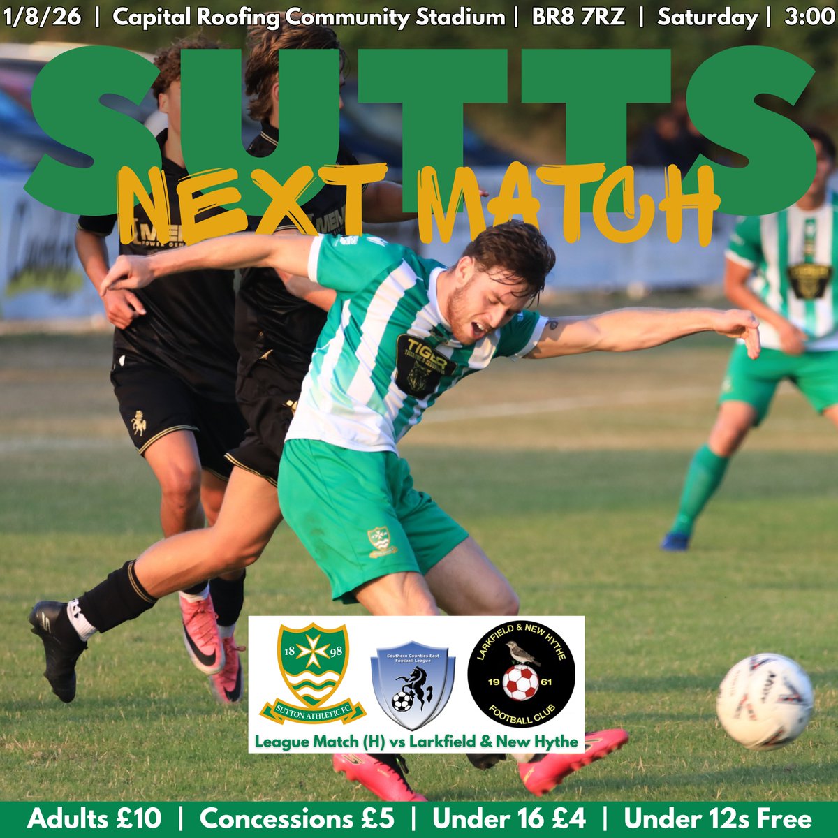 Sutton_Athletic's tweet photo. The wait is over... 💚🤍

Our 2026/27 SCEFL Premier Division campaign gets underway this Saturday as we welcome Larkfield & New Hythe to the Capital Roofing Community Stadium.

After a positive pre-season, it's time for the real thing. Let's get behind the lads and start the league campaign together.