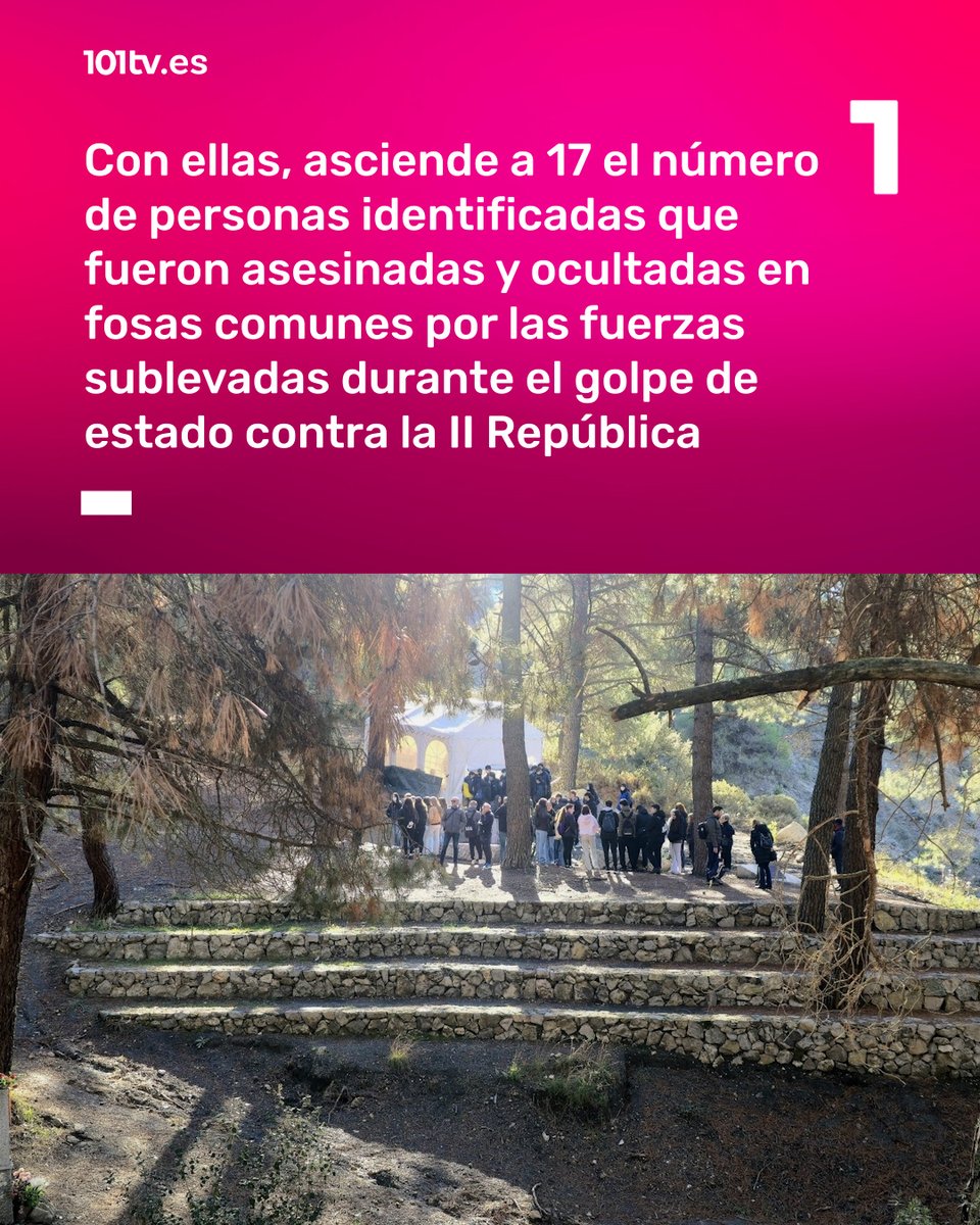101tvGranada's tweet photo. 🔎 Confirman la identificación de seis nuevas víctimas del franquismo en las fosas del Barranco de Víznar

📲 Más información, en https://t.co/n9cloVmYmZ

#Granada #Víznar #Franquismo #Historia #Memoria https://t.co/vxfYIZSfhQ