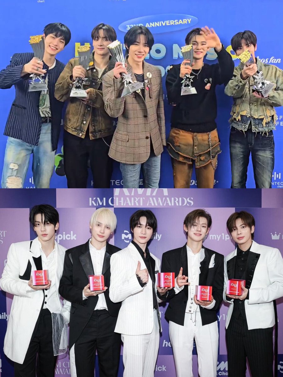 beomangle5's tweet photo. Correct me if i wrong except for bts and txt no group got the same amount of trophies as the members of the group in one night txt did two times in hma and kma https://t.co/vCvZTZfvHD