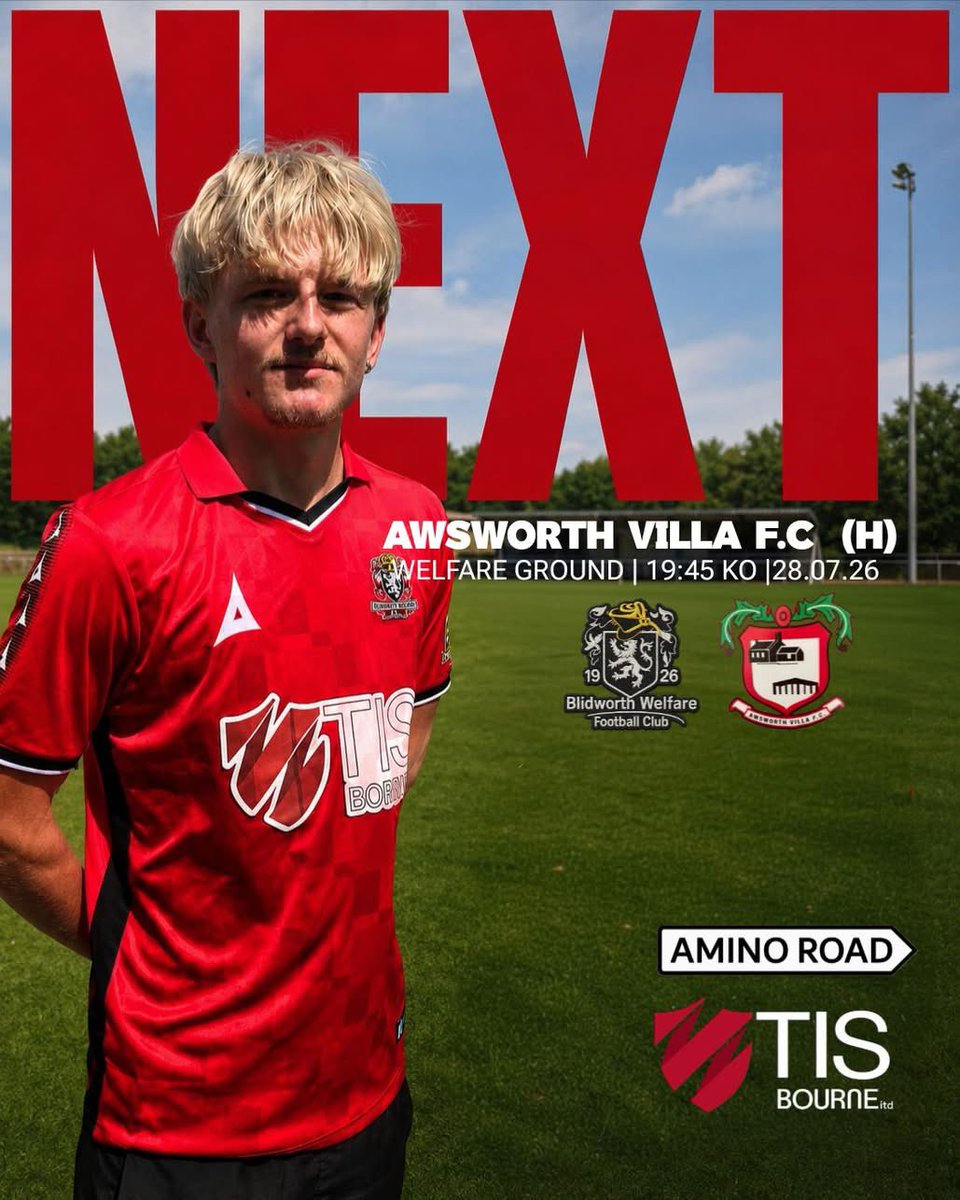 BlidworthFC's tweet photo. NEXT UP ⚽

We’re quickly into our next pre-season fixture as we welcome Awsworth Villa FC to the Welfare Ground.

🕢 KO 19:45
🎟️ £2 Admission
☕ Tea Bar Open

Come down and support the boys. https://t.co/LDkH99W0Kf