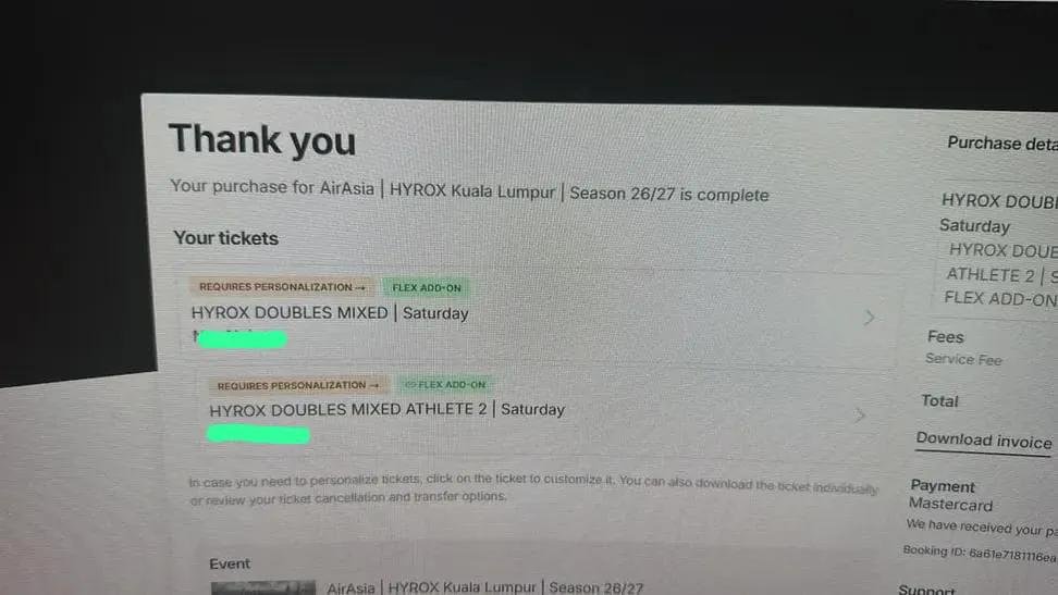 amazingliam09's tweet photo. WTS HYROX KUALA LUMPUR 

Selling 1 HYROX DOUBLES MIXED slot. 
My sister got extra tickets. 
Selling at RM1,412.19 - ORIGINAL PRICE. Slightly negotiable.

Event: AirAsia | HYROX Kuala Lumpur | Season 26/27
Slot: Athlete 1 or Athlete 2
Type: FLEX ADD-ON https://t.co/ZPdgTD47ci