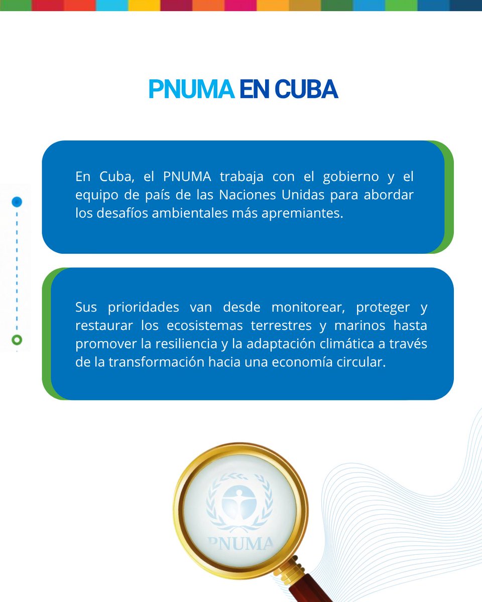 ONU_Cuba's tweet photo. 👉Actuar por el clima es inaplazable.

#PNUMA, como parte de @ONU_Cuba, trabaja para enfrentar los desafíos ambientales más urgentes en el país. 

🟢 Monitoreo y restauración de ecosistemas, resiliencia climática, economía circular y finanzas innovadoras. https://t.co/YumcY5G079