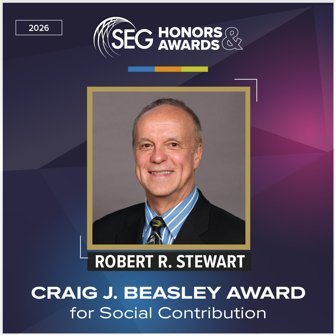 SEG_org's tweet photo. Robert R. Stewart is the 2026 recipient of the Craig J. Beasley Award for Social Contribution. From advancing seismic hazard understanding in Haiti to the "Dignity in Depth" project preserving African American cemetery heritage, Stewart's work shows what geophysics can do for communities around the world. 

Read more: https://t.co/X3KbFuzNbM