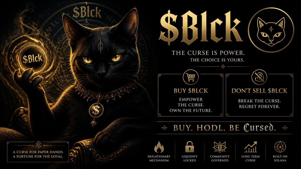 Bedluckkitty's tweet photo. The curse is officially live. 🐈‍⬛🔥

They said a black cat brings bad luck. Watch what happens to the short-sellers now. Only bad luck for sellers, pure fortune for holders. 

$BLCK is on-chain. Don't test the superstition. 👇

CA: DZhmRHozWam8mPQeVyoScS4GWxcbce81HDV76KGYpump https://t.co/MGiynjb2O3