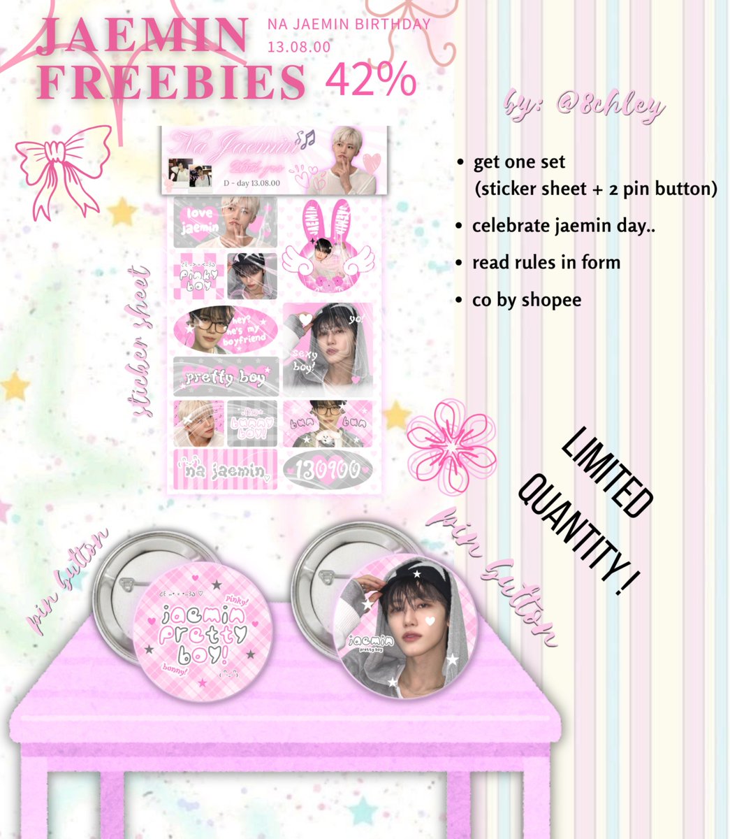 8chley's tweet photo. ⋆ jaemin 26th birthday freebies🐰🩷
( by : @8chley )

how to claim?
⋆ like &amp; rt
⋆ fill out the form
⋆ rules ada di form <3
dsg : @roseatev 

GOOD LUCK🩷!!
https://t.co/eB84qPpXhm https://t.co/ANupvxOnLQ
