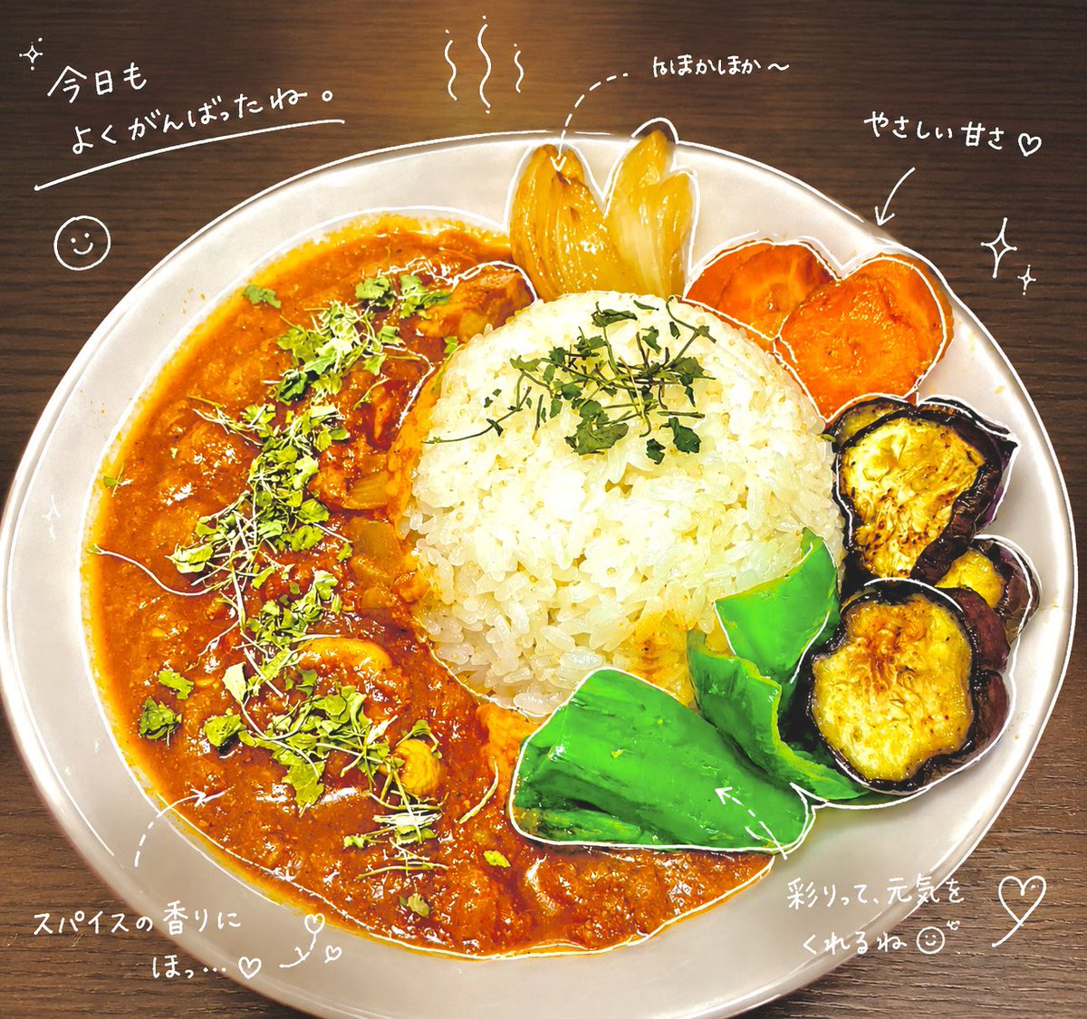 racomdamew's tweet photo. スパイスのセットをいただいたので🍛✨
自分ひとりのために作ったなんて泣ける。
4枚目のトリさんへ。
おいしくつくれたよっ( ⸝⸝⸝◜~◝⸝⸝⸝ )

(※)上手く写真取れなくて仕上げをチャッピーに頼んだらよく分からんことになった。 https://t.co/Ibwk4PmeIy