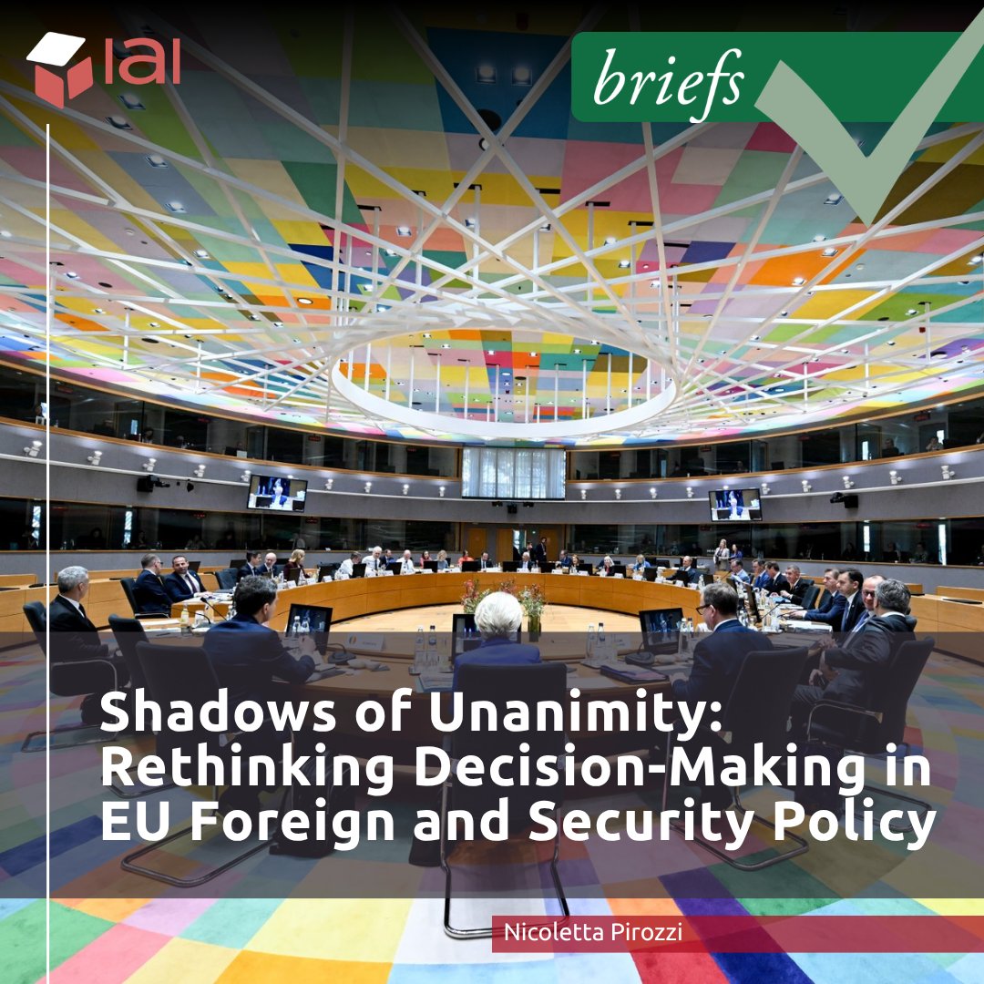 IAIonline's tweet photo. The debate on unanimity in EU foreign policy is often framed in overly simplistic terms. There are four forms of unanimity, each performing a different political and institutional function.

New #IAIBrief by Nicoletta Pirozzi➡️ https://t.co/njT1pOuV41 https://t.co/QFAFvOLtHM
