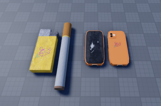 Bunnnzer's tweet photo. i lost my handmade models i used on my old pc so, here's the stuff i made (pretty easy other then the phone) https://t.co/k7XL9v392H