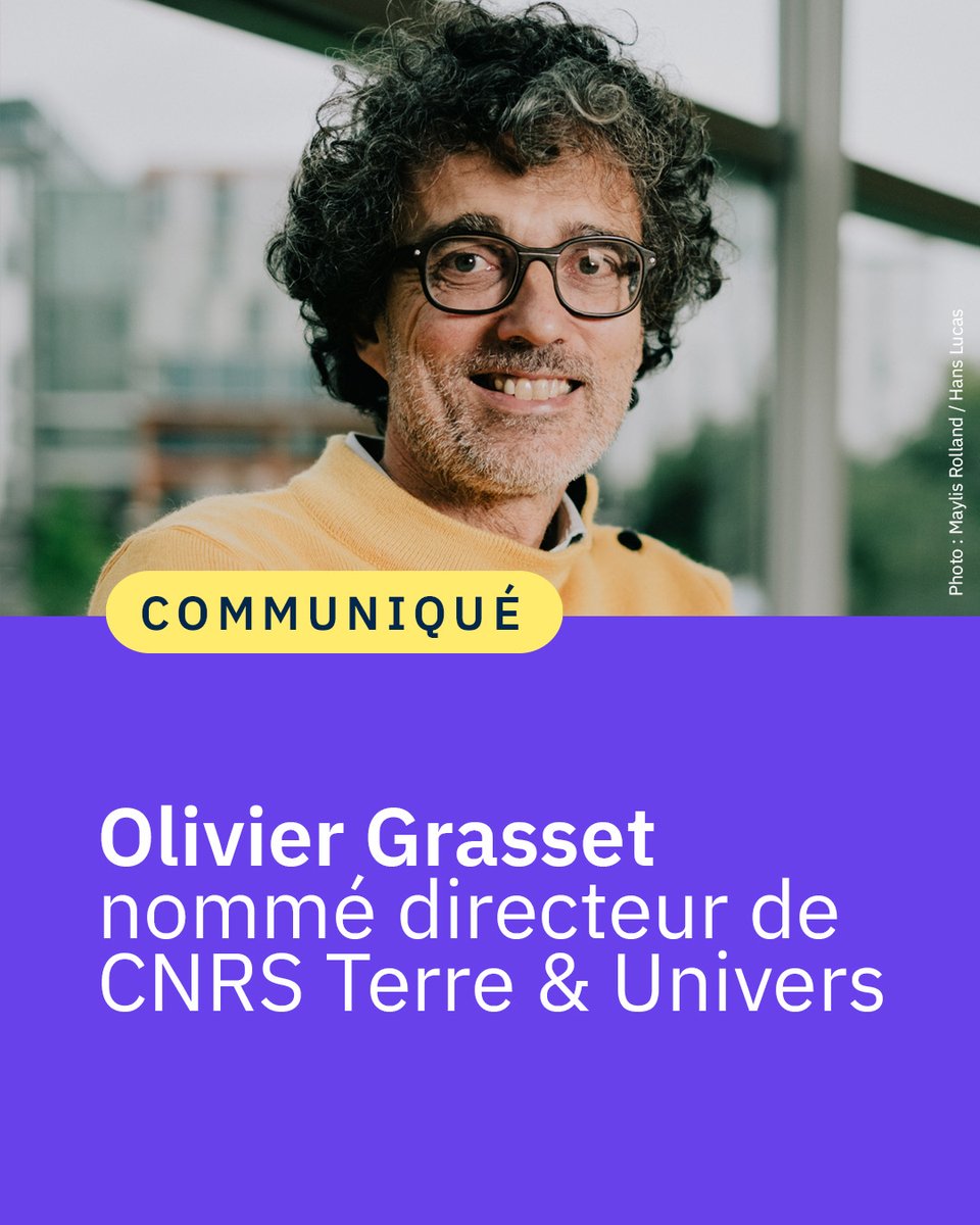 CNRS's tweet photo. #Communiqué 🗞️ Thierry Dauxois, Pdg du CNRS, nomme Olivier Grasset, directeur de CNRS Terre &amp; Univers, à compter du 1er septembre 2026. Planétologue reconnu, il est depuis 2021 vice-président en charge de la recherche et Science ouverte à @NantesUniv.

👉 https://t.co/E6RbMJ8oD3 https://t.co/O47VBDsxAe