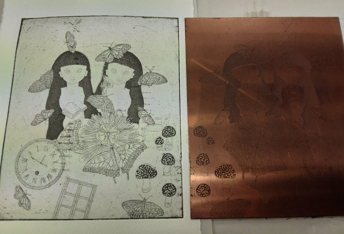 銅版画　ラストステージ 全然仕上がらない銅版画シリーズ。