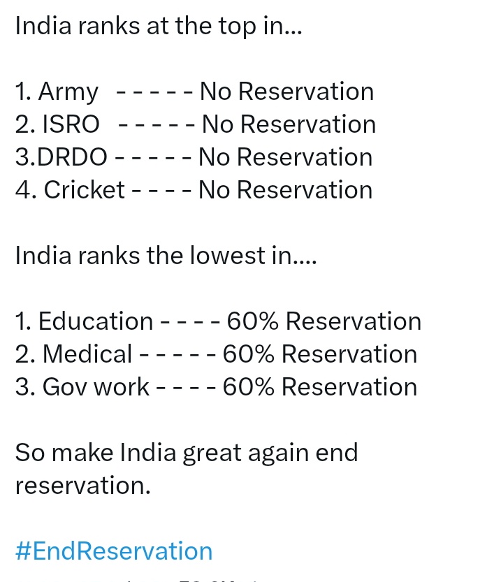 sangivickyv's tweet photo. #Endreservation for better India https://t.co/nnMM2OLZJn