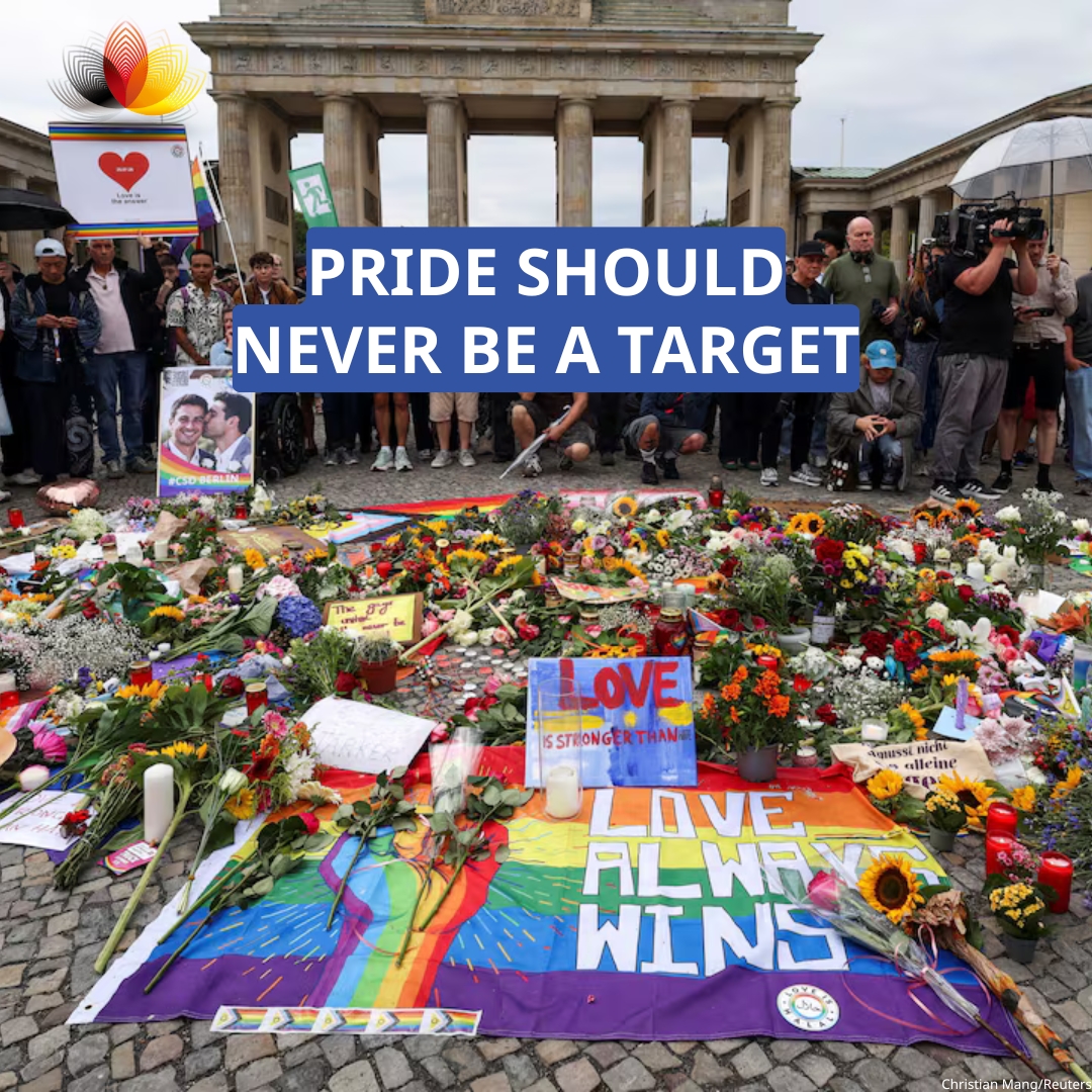 GERmeetsAsia's tweet photo. The attack at Berlin Pride on 25 July is a stark reminder that the freedom to celebrate who you are openly, safely and without fear, cannot be taken for granted.

Germany stands with the LGBTIQ+ community. Defending the right to live openly is a commitment, every day. https://t.co/cBCwFXrmrR