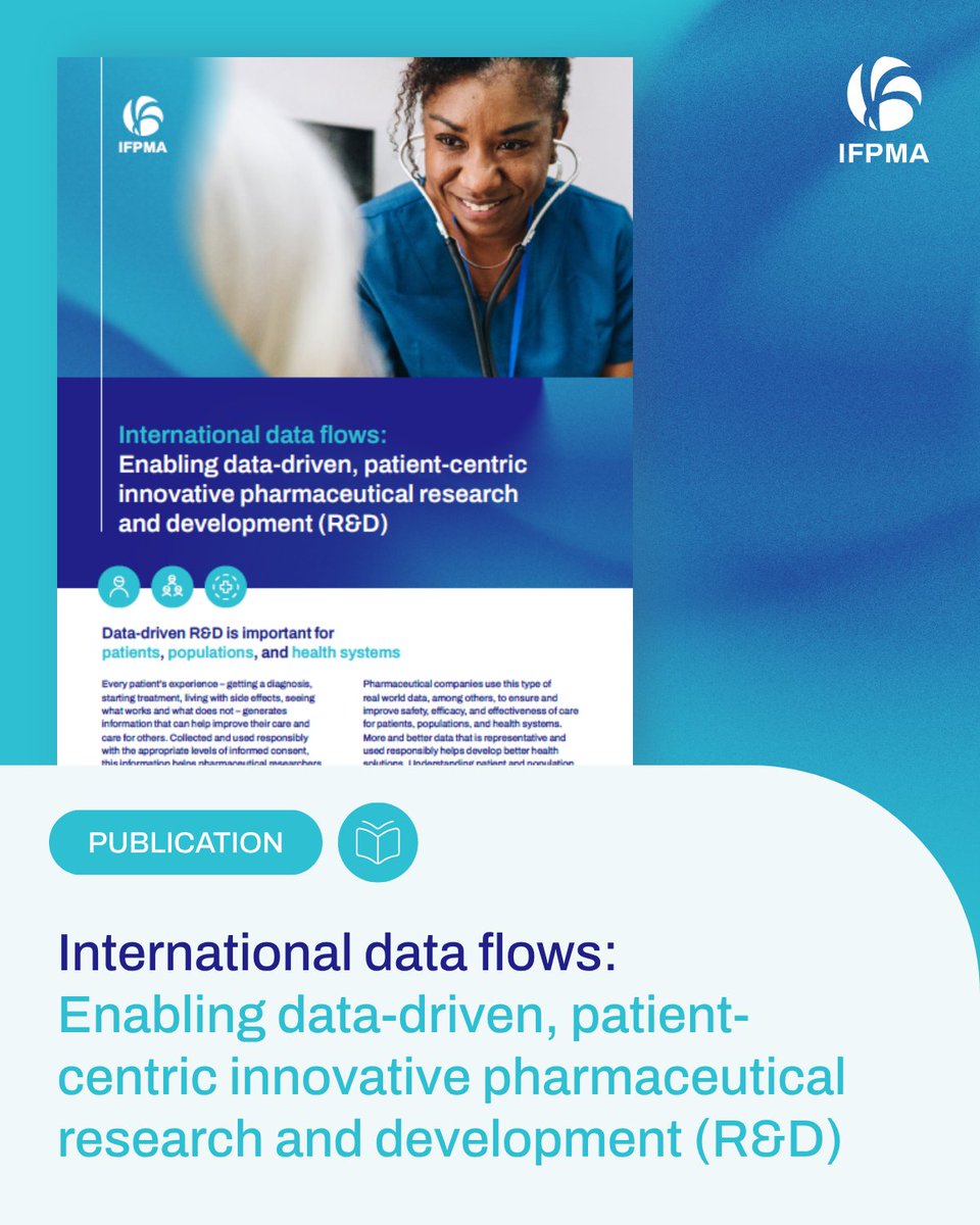 IFPMA's tweet photo. How can data‑driven insights help improve the safety, efficacy, and effectiveness of care worldwide? 

IFPMA’s new publication explores how every patient interaction generates information that can advance healthcare when used responsibly. 

https://t.co/uYQgfwXwCa https://t.co/CvGC02JGxP