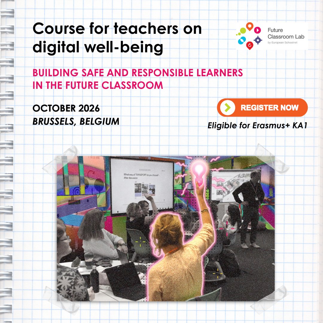 eu_schoolnet's tweet photo. Struggling with student screen time, distraction or phone dependency in your classroom?
Future Classroom Lab’s course offers practical, research-backed strategies to address these challenges.
✅ Eligible for Erasmus+ funding ✅ Limited spots
👉 Register: https://t.co/GtJXejVt3k https://t.co/Hwnv9uwcyW