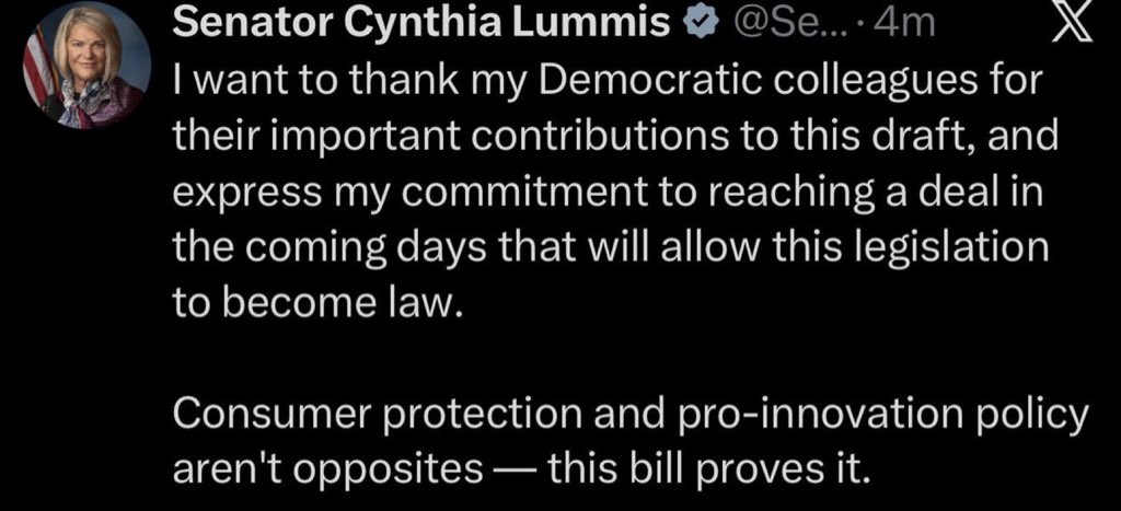 jonpreble_01's tweet photo. 💥BOOM! 

🚨IT'S OFFICIAL: 🇺🇸 Senator Lummis has CONFIRMED that the Democrats have APPROVED the CLARITY ACT.🔥 https://t.co/rwptPou60v
