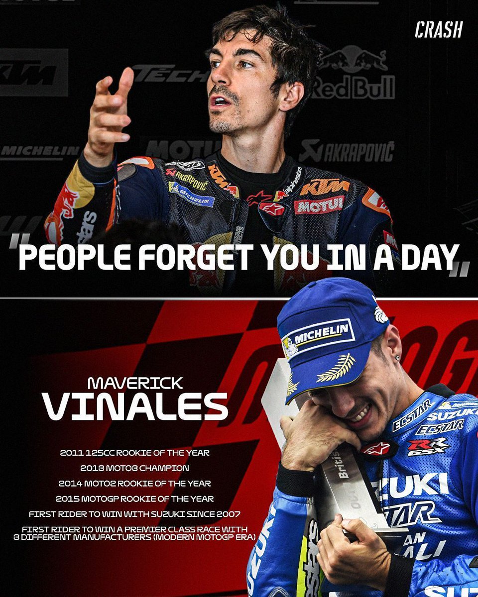 crash_motogp's tweet photo. "People forget about you in a day." VR46 boss Pablo Nieto on the harsh reality of MotoGP and the undeniable raw talent of Maverick Viñales. #MotoGP #MaverickVinales https://t.co/v6AODUs68A