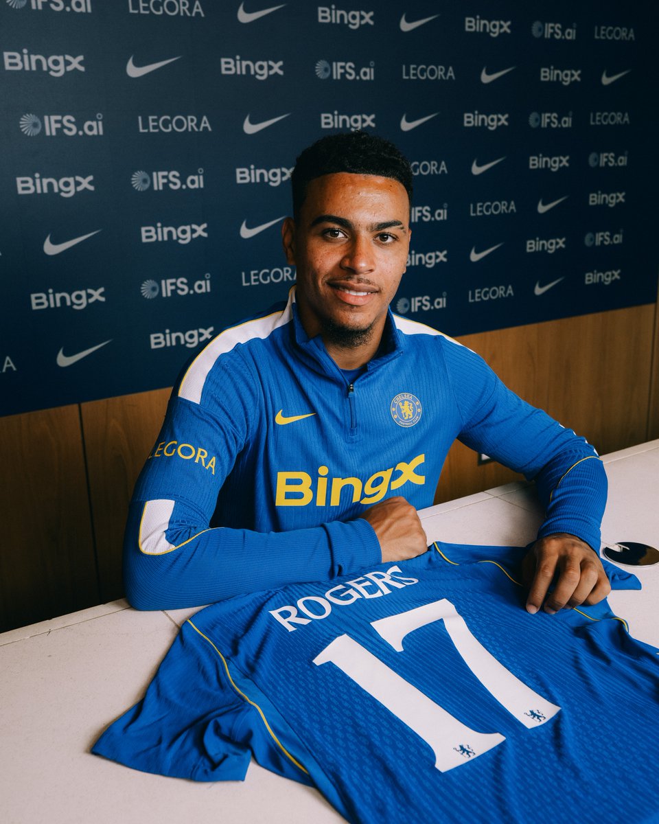 ChelseaFC's tweet photo. Personalise your 26/27 kit with Rogers 1️⃣7️⃣!