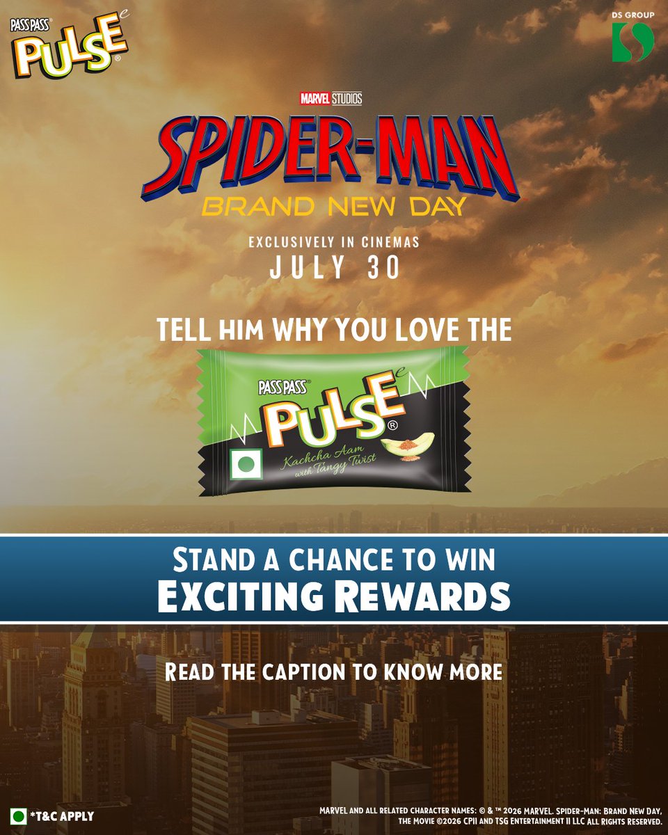 PassPass_Pulse's tweet photo. Tell us what makes you a true #PulseDeewana! 💚
Comment your most chatakedar reason for loving Pulse, follow @passpass_pulse, and tag 2 friends to join the fun.
Stand a chance to win an exclusive prize!* 🎁

Watch #SpiderManBrandNewDay, exclusively in cinemas from 30 July. https://t.co/hw1Zmhnw9S