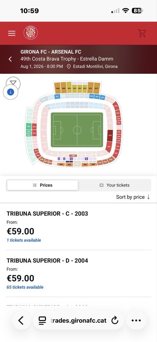 conor_caughtry's tweet photo. @ArsenalBallots just looking now and it appears the link on Arsenals website now takes you to Gironas website. Anyone know where the Arsenal fans are sat? Guessing it’s sold out but would like to at least be close to them! https://t.co/e7SDXQNPit
