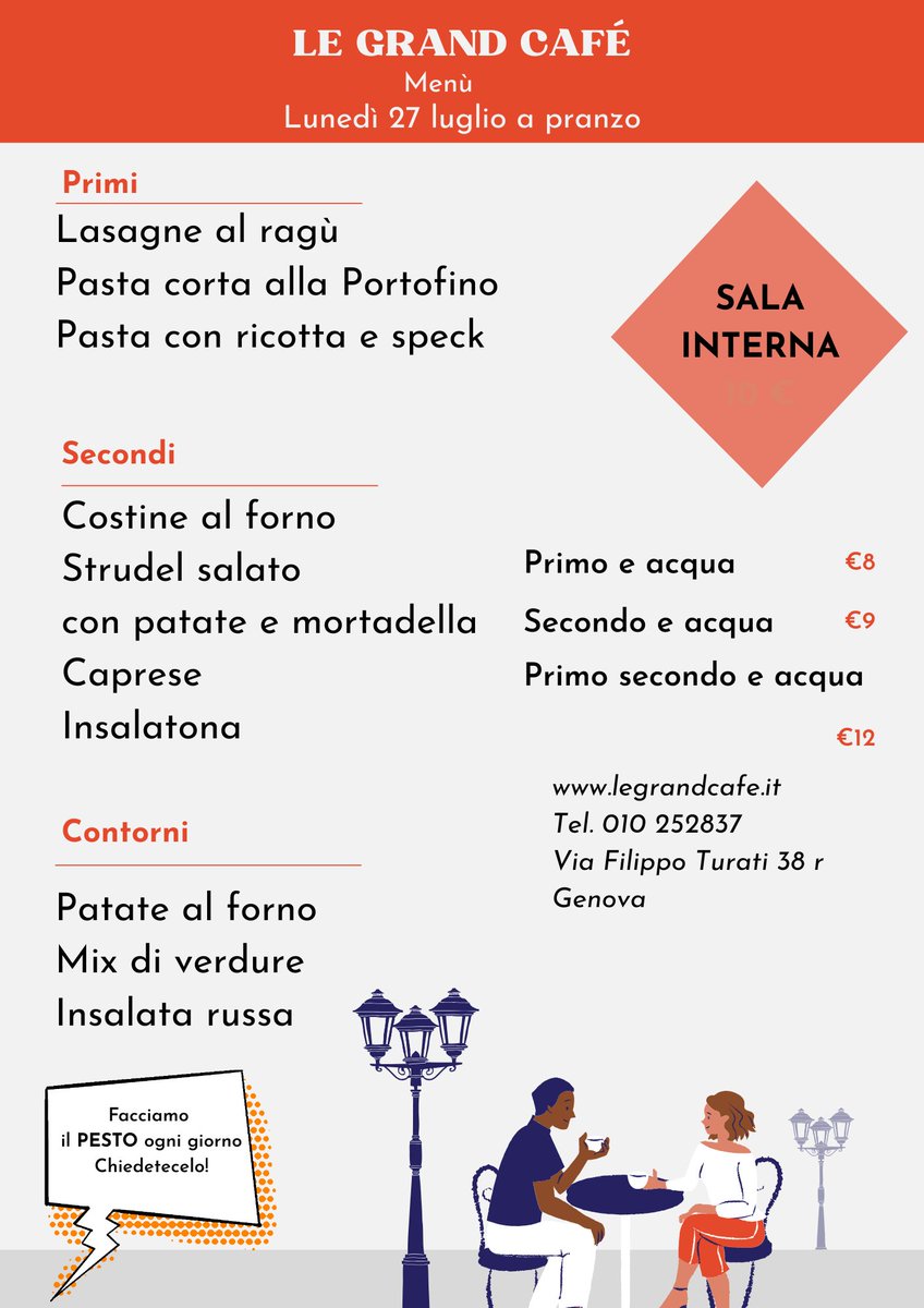 Bar_LeGrandCafe's tweet photo. Nuova settimana rinfrescata. Il sole splende nel cielo e qui a Le Grand Cafè non ci si ferma mai! Per farvi mangiare come si deve, per un buon caffè, per farvi riprendere e rinfrescare! Non mancate.
Genova, in Via Filippo Turati 38 r
https://t.co/BufV9ay0PF https://t.co/UKZuZGklIq