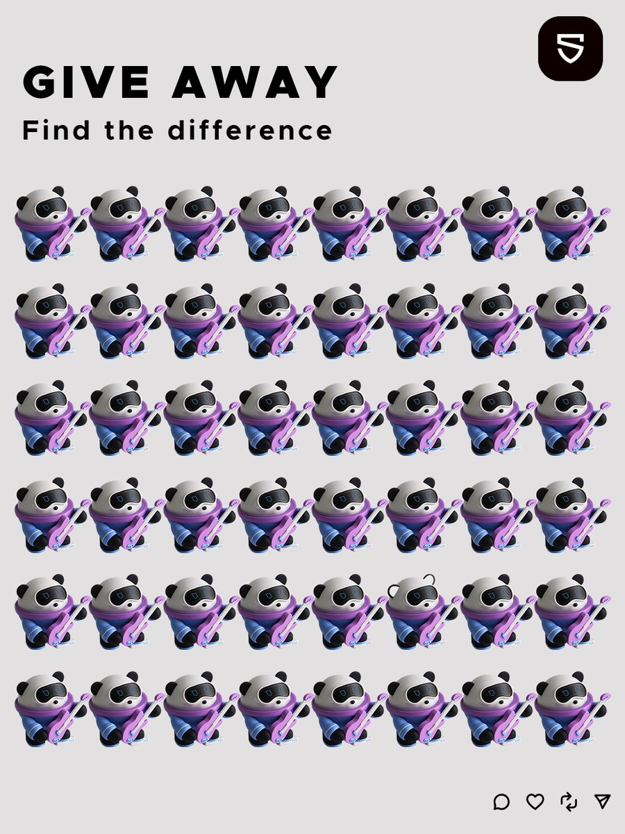 SOUNDPEATS's tweet photo. 🎁 GIVEAWAY ALERT! 🐼✨

Can you spot the difference? 👀
Join our fun Find the Difference Challenge and win a cute SOUNDPEATS Panda Speaker! 🎶

How to enter:
1️⃣ Follow us
2️⃣ Like & share this post
3️⃣ Find the difference between the two pictures and comment your answer below 👇
(Example: Row 1, Column 1；Row 2, Column 2)

🎁 We’ll randomly select 3 winners from the correct answers in the comments to receive a SOUNDPEATS Panda Speaker!

📅 Giveaway period: July 27 – August 3

Ready? Put your eyes to the test! 🔍✨
Good luck everyone! 🍀
#SOUNDPEATS #earbuds #giveaway #gifted #game #tech