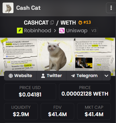 0xHood_'s tweet photo. $PONS flipped $CASHCAT to be the biggest project on @RobinhoodCrypto 

Utility season incoming on Robinhood https://t.co/fTSZlmhmKB