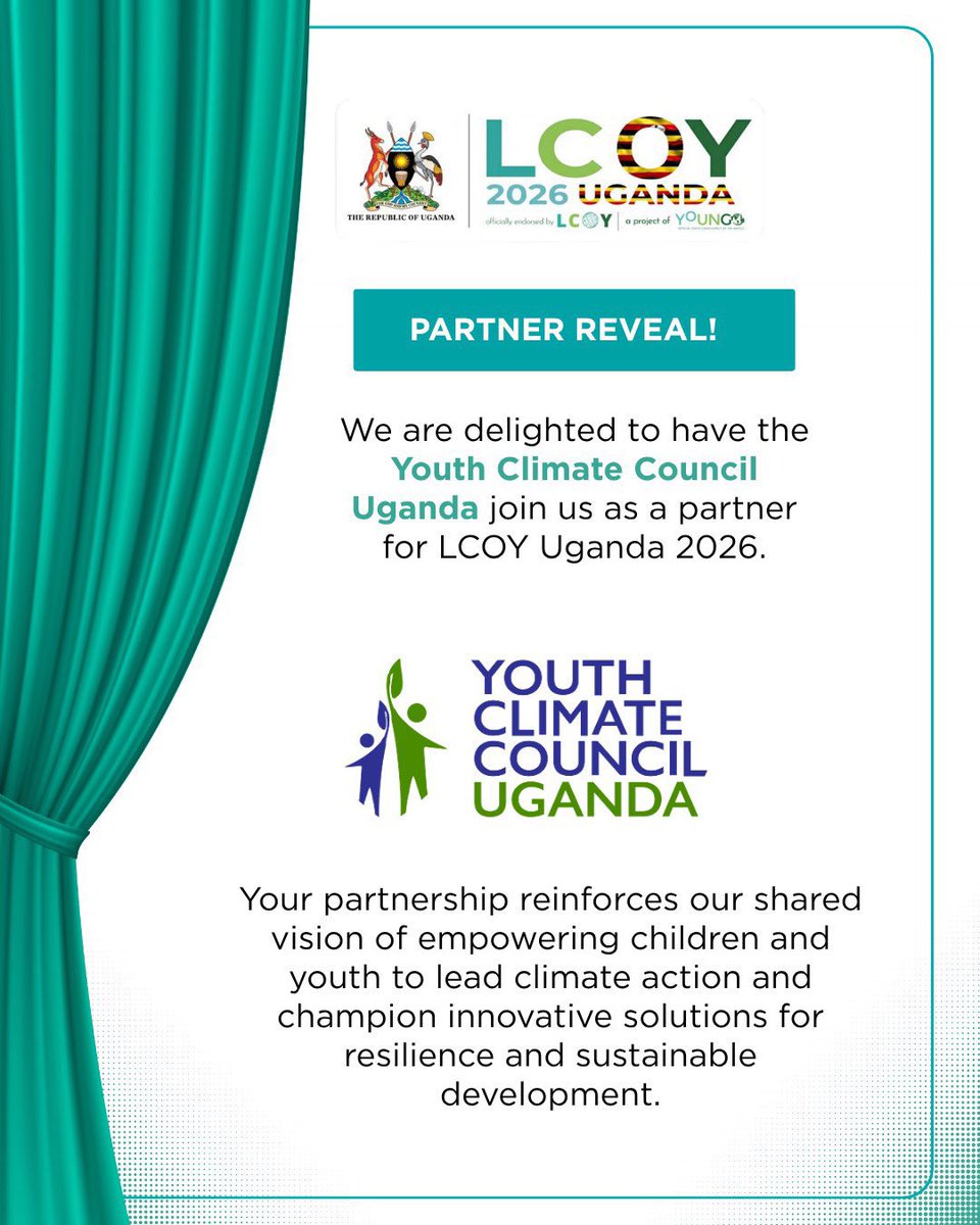 YCCUganda's tweet photo. The @YCCUganda is pleased to join partners for #LCOYUg2026 , reaffirming our commitment of advancing meaningful youth participation in climate action and climate governance.

LCOY Uganda continues to serve as a national platform where young people can learn, collaborate, innovate, and collectively shape Uganda’s youth climate priorities ahead of global climate negotiations. 

As @YCCUganda, we remain committed to ensuring that young people are not only represented in climate conversations but are actively influencing decisions and driving locally led climate solutions across the country. 

We look forward to supporting a more inclusive, connected, and impactful LCOY process that reflects the aspirations and experiences of young people from every region of Uganda.

#LCOYUganda2026 #YouthClimateCouncilUganda #YouthLeadership #ClimateAction #ClimateGovernance #YoungMindsGreenSolutions