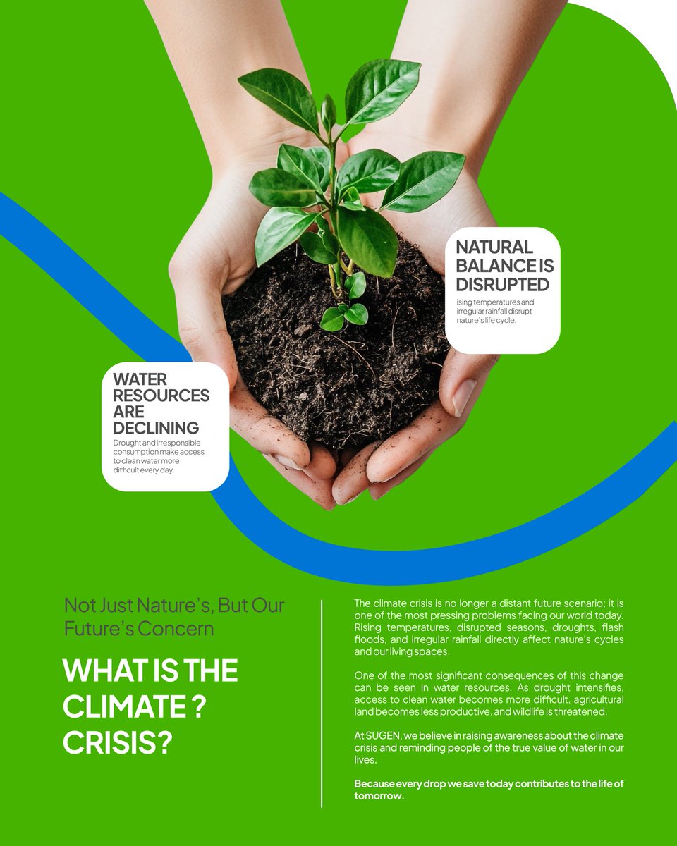 Sugenglobal's tweet photo. 🌍 Our future is shaped by the decisions we make today.
As SUGEN, our goal is to remind people of the value of water and raise awareness.
Because every drop means life.
🌱
#ClimateCrisis #WaterIsLife #SUGEN #Sustainability #OurFuture #ProtectNature https://t.co/GYMj0WoTM4