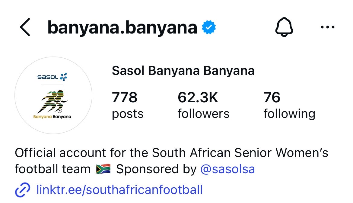 DeeRolaz's tweet photo. SAFA media team is something else. Did they forget the password of the verified Banyana IG account with 62k followers and just decided to create another account? https://t.co/1roLsO6pkA