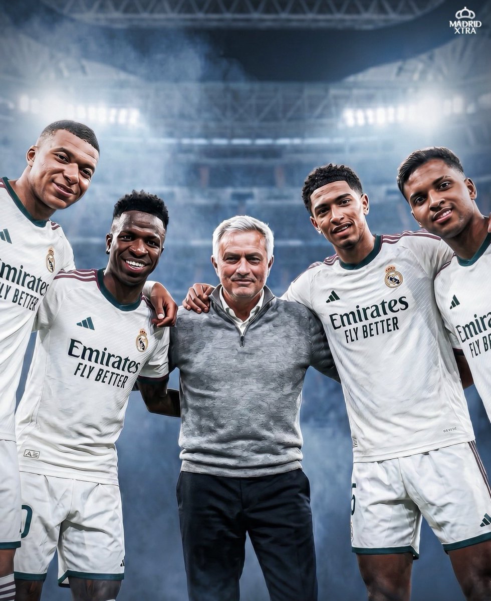 SeputarMadrid's tweet photo. 🚨 CONFIRMED: José Mourinho menginginkan Kylian Mbappé, Vinícius Júnior, Jude Bellingham, dan Rodrygo Goes tetap menjadi bagian dari skuad Real Madrid. [@marca, picture h/t @MadridXtra] https://t.co/I491lbnFol