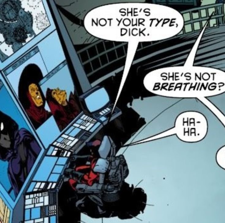 saekoowritter's tweet photo. I love how this implies every woman is Dick's type
#dickgrayson #nightwing https://t.co/GRYWsemXzy