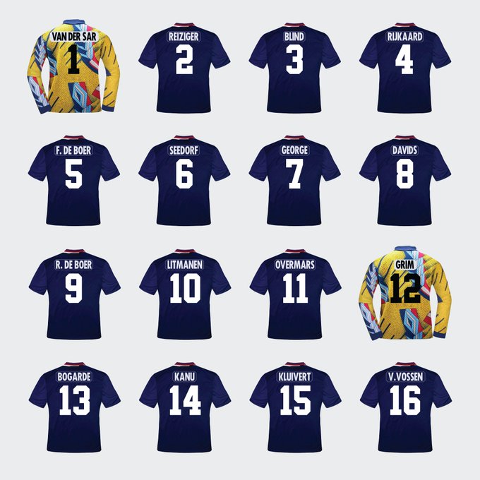 90sfootball's tweet photo. Ajax's 1995 Champions League team by @classicshirts. https://t.co/4MHTEUgdN7