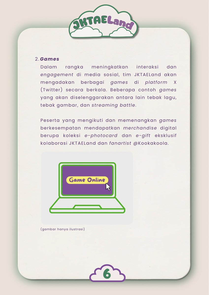 JKTAE_Land's tweet photo. Selain on-site, JKTAELand juga hadir secara online dan bisa dijangkau oleh semua penggemar dimana saja! Yuk ramaikan campaign #JKTAELand dan ikuti berbagai games interaktif berhadiah di akun @JKTAE_Land. ✨🎲 https://t.co/lkPWOokr1W