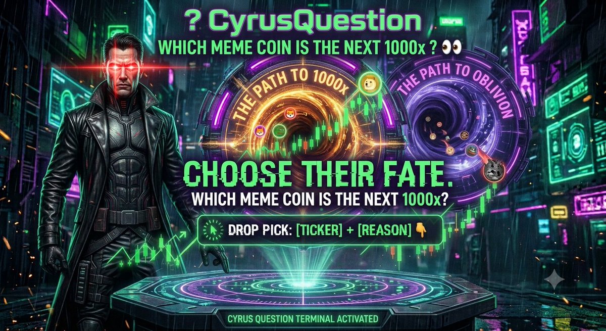 CyrusMatrix's tweet photo. ❓ CyrusQuestion

Which meme coin is the next 1000x ? 👀

Drop your pick...

Ticker + one reason. 👇 https://t.co/tMyQ748qg4