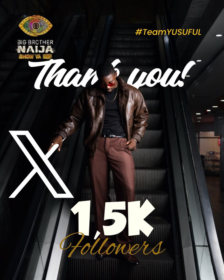 yusuftheactor_'s tweet photo. Motion!!!!!! 1,500 X followers!!!!!

Thank you all for the support and love so far. We see it and we appreciate every single one of you!! 🙏

#BBNaija #TeamYusuf https://t.co/JfZ9IbOUeG