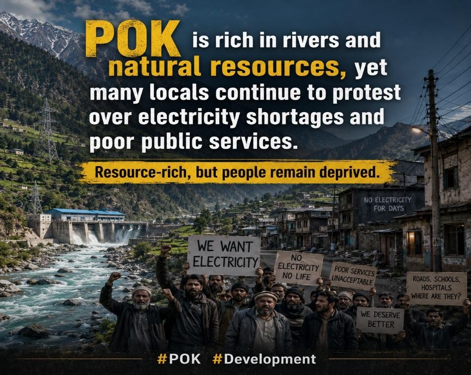 slmakhtn's tweet photo. While India's Kashmir has witnessed major investments in roads, tourism, education, and healthcare, many residents in POK continue to protest over unemployment, inflation, electricity shortages and restrictions on political freedoms. 
#FreePOK https://t.co/DvfOgI69J8