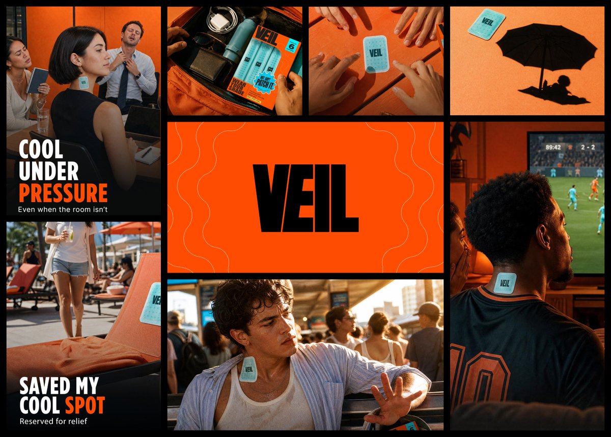 iamFaizank's tweet photo. I challenged myself to build an entire consumer brand from a single idea.

Meet VEIL — a wearable cooling patch for hot summer days.

Created the branding, packaging, campaign, and motion as part of the CapCut × Dribbble Product Drop Challenge.

Dropping link👇