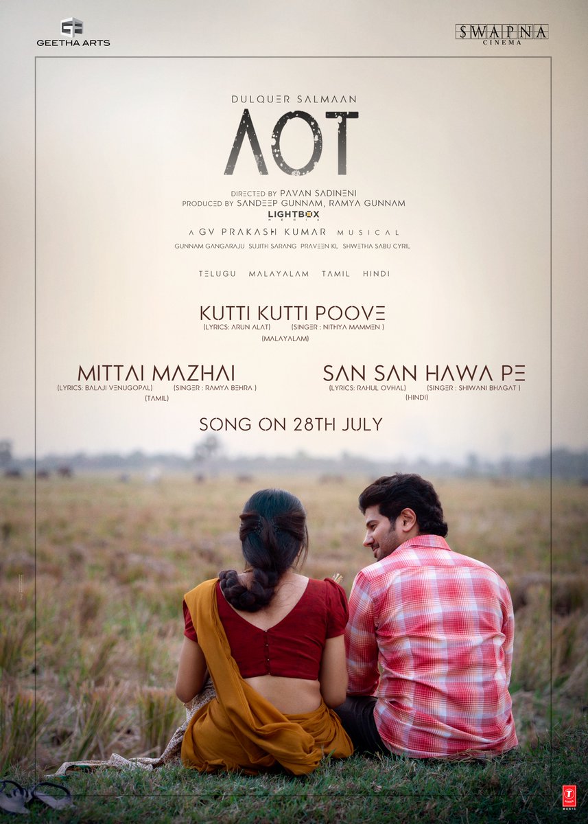 GeethaArts's tweet photo. A melody that speaks every language of the heart ❤️

#AOTFirstSingle ~ #KuttiKuttiPoove #MittaiMazhai #SanSanHawaPe out tomorrow 💥💥

A @gvprakash Musical 🎧 

#AOTMovie #AakasamLoOkaTara
@dulQuer @pavansadineni @GeethaArts @SwapnaCinema @Lightboxoffl @shrutihaasan @satveeravalli @grajug @sunnygunnam @ramya_gunnam @sujithsarang @Cinemainmygenes @iamRamyaBehara @ShreeLyricist #ArunAlat #NithyaMammen #BalajiVenugopal @rahulgovhal #ShiwaniBhagat