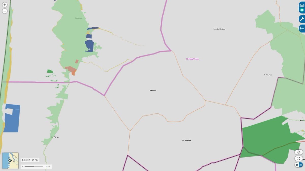 Pasmeche's tweet photo. @etpendantcetem Cartographie des espaces naturels protégés. On constate qu'à Saumos - commune d'où est parti l'incendie - et dans les zones frontalières des communes voisines, il n'y en a... AUCUN! https://t.co/v4jgpPTZAn