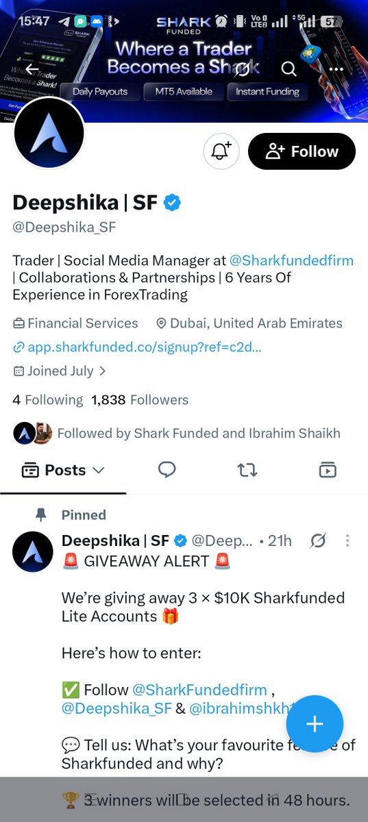 dazllingfx's tweet photo. @SharkFundedfirm @Deepshika_SF @ibrahimshkh10 https://t.co/JOJmyV7r4J