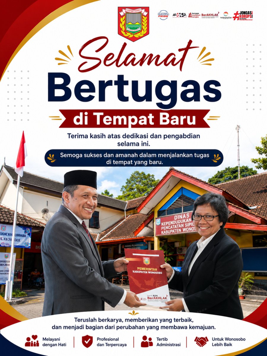 capilwonosobo's tweet photo. Kami mengucapkan Selamat Bertugas di Tempat Baru kepada Ibu Tri Sulistyawati, S.Sos., MM yang telah dilantik pada Hari Jumat, 24 Juli 2026 Pukul 13.30 WIB. https://t.co/qYrUHtnqXr