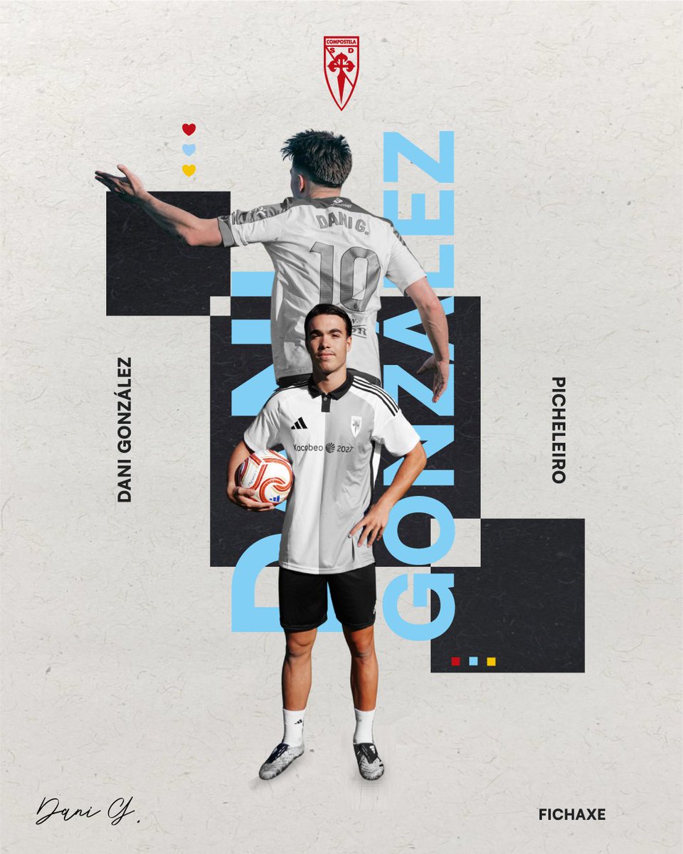 SD_Compostela's tweet photo. 🆕🩵🤍 Dani González, un peloteiro para o centro do campo do Compos

⚽️ O mediocentro cántabro, con ampla experiencia na categoría co filial do Racing, chega do Arenteiro, da Primeira Federación

ℹ️ https://t.co/sHCd9lnqQm

#BenvidoDani https://t.co/QmyHnRgOeV