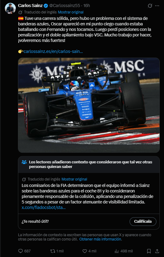 Nachez98's tweet photo. 💀 Que le han puesto una Nota de la Comunidad a Carlos Sainz https://t.co/Y9595PGCBL