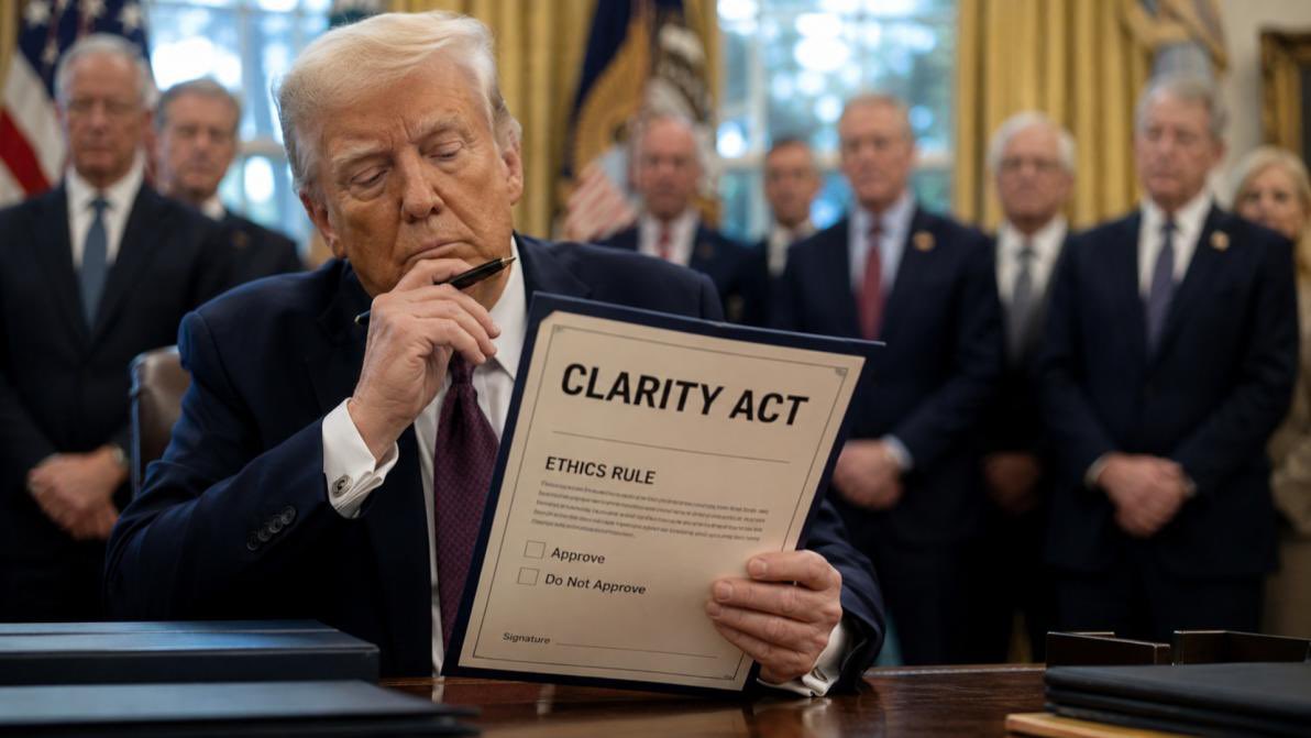 RippleXrpie's tweet photo. 🚨HUGE: A NEW draft of the CLARITY ACT has been released, COMBINING the versions proposed by the Senate Banking and Agriculture Committees. This version includes an ETHICS PROVISION for the FIRST TIME.

A motion to proceed is anticipated on either MONDAY or TUESDAY, with a potential floor vote scheduled for the week of AUGUST 3.🔥
