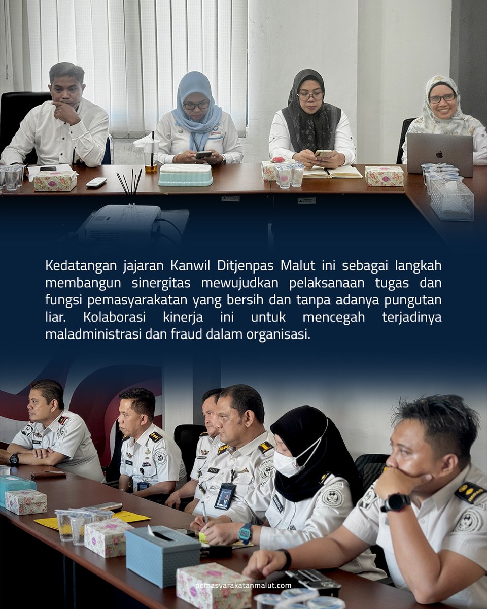 ditjenpasmalut's tweet photo. Jajaran Kanwil Ditjenpas Maluku Utara berkunjung ke Kantor Ombudsman Provinsi Maluku Utara untuk memperkuat penyelenggaraan pelayanan publik yang bersih dan berkualitas, Senin (27/07).

Berita selengkapnya : https://t.co/qAqjCnw8iU https://t.co/wUn0ynx0pk