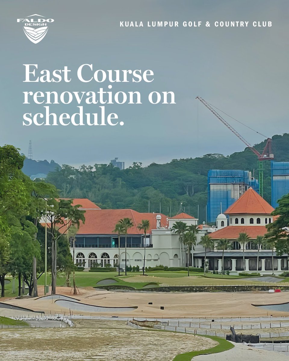 FaldoDesign's tweet photo. Progress at Kuala Lumpur Golf &amp; Country Club.

The East Course renovation remains on schedule: front nine opening in October, back nine in December, with all 18 holes anticipated by March 2027.

Full story: https://t.co/lmUcVF3CDB

#FaldoDesign #KLGCC https://t.co/DhuShiIJfd