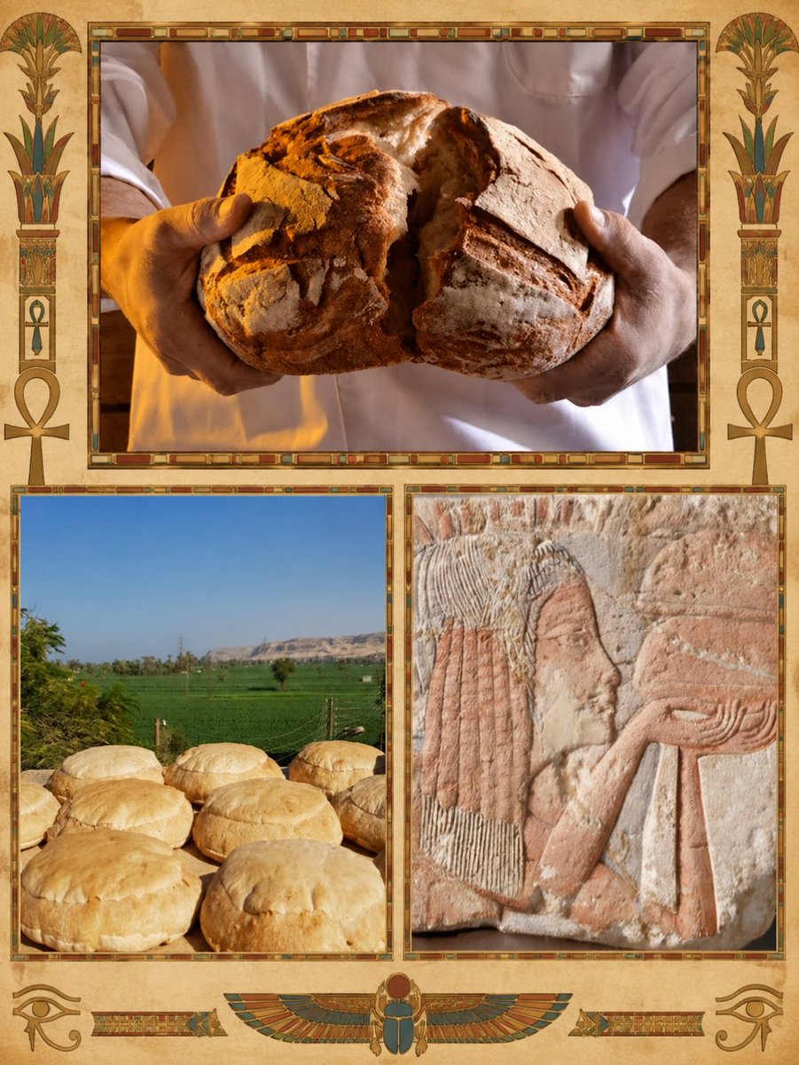 Evelyn6e_'s tweet photo. Egyptian sun bread is a unique traditional type of thick bread, popular in Upper Egypt, with roots stretching back to ancient Pharaonic times It is called "sun bread" because its dough is placed in direct sunlight to rise before being baked in clay ovens 🇪🇬🍞☀️ https://t.co/wj6lQCNWKI