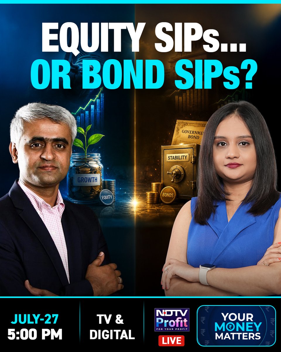 NDTVProfitAlpha's tweet photo. Equity SIPs or Bond SIPs?

Santosh Joseph, Founder of Germinate Investor Services discusses with @mvachhrajani in Your Money Matters.

Watch today at 5 PM on NDTV Profit. https://t.co/QDVHQ8tUKI